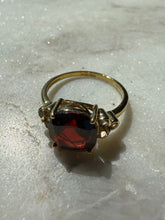 Load image into Gallery viewer, Garnet Glass Gold Vermeil Ring Size 10.5
