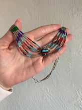 Load image into Gallery viewer, Vintage Multistone Liquid Silver Sterling Fetish Necklace 17”
