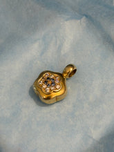 Load image into Gallery viewer, Puffy Blue &amp; White Flower 18k Gold Charm
