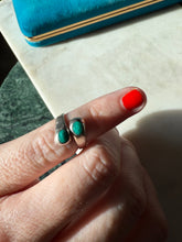 Load image into Gallery viewer, Crushed Turquoise Sterling Silver Bypass Ring Size 3
