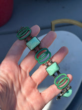 Load image into Gallery viewer, Antique Green Enamel Sterling Silver Bracelet
