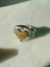 Load image into Gallery viewer, Sterling Silver Yellow Lab Grown Diamond Heart Ring Size 9.25
