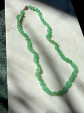 Load image into Gallery viewer, Green Glass Faux Jade Sterling Silver Necklace 17”

