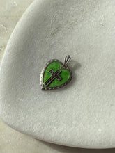 Load image into Gallery viewer, Antique Guilloche Enamel Etched Marcasite Sterling Heart Pendant
