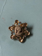 Load image into Gallery viewer, Cameo Gold Plated Vintage Brooch
