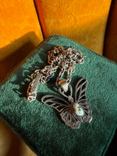 Load image into Gallery viewer, Turquoise Sterling Silver Butterfly Necklace 24”
