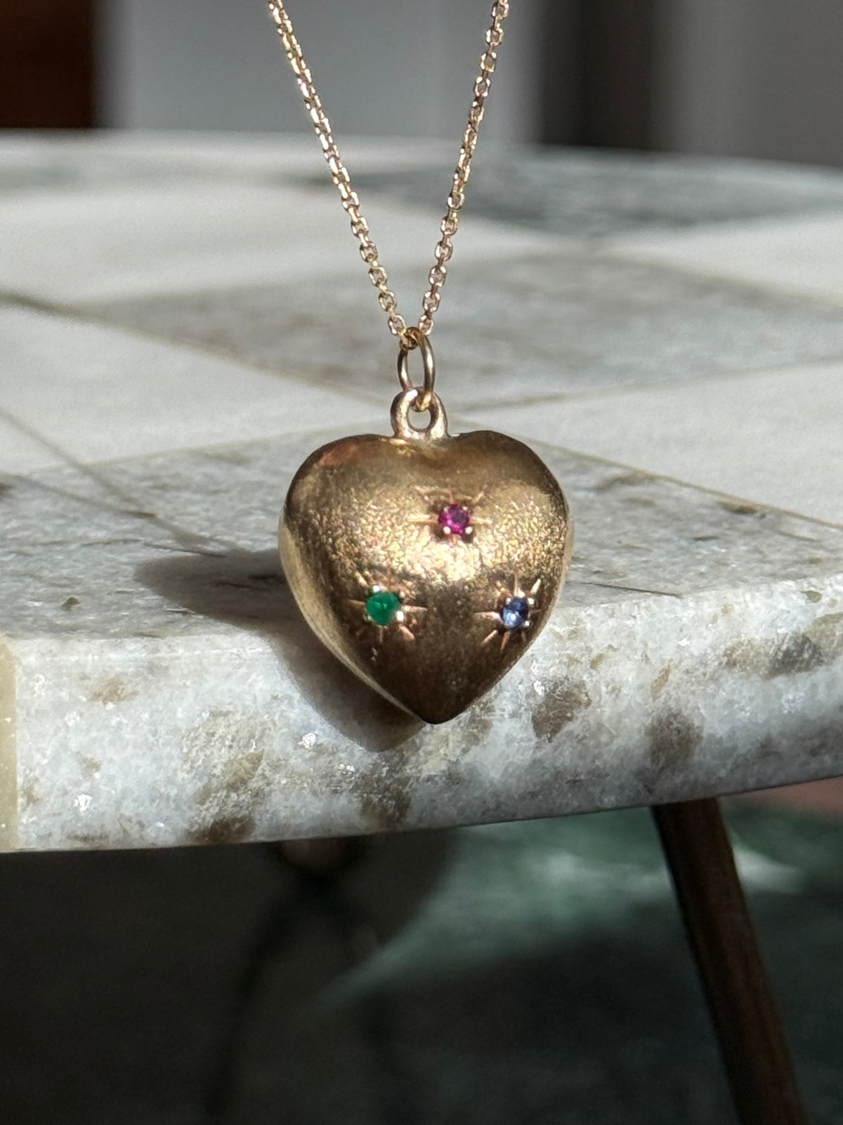 Vintage 1960s Semi-Solid 14k Gold Starburst Heart