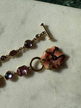 Load image into Gallery viewer, Vintage Enamel Flower Gold Plated Toggle Clasp Bracelet 7.5”
