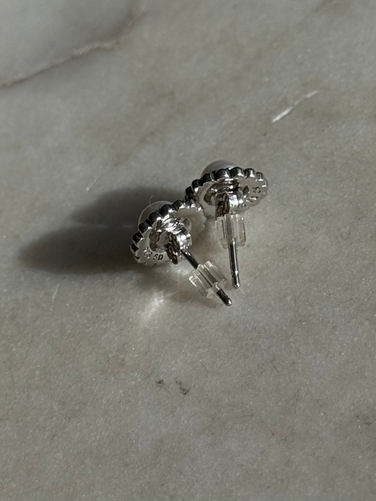 Sterling Pearl Post Back Earrings