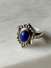 Load image into Gallery viewer, Vintage Lapis Sterling Silver Ring Size 7.75
