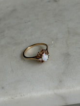 Load image into Gallery viewer, Dainty 10k Gold Opal &amp; Diamond Ring Size 6.75
