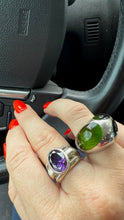 Load image into Gallery viewer, Chunky Purple Sterling Silver Ring Size 6.75
