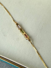 Load image into Gallery viewer, Peridot Garnet Amethyst 14k Gold Micro Box Chain Bracelet 6.5”
