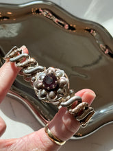 Load image into Gallery viewer, Vintage Purple Flower Sterling &amp; Gold Fill Expansion Bracelet
