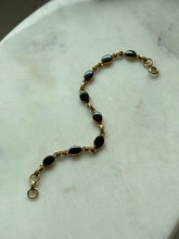 Load image into Gallery viewer, Midcentury Black Onyx Gold Fill Bracelet 7.5”
