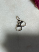 Load image into Gallery viewer, White Gold &amp; Diamonds 14k Mini Handcuffs Charm
