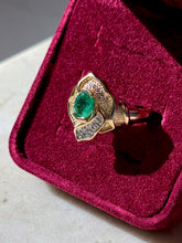 Load image into Gallery viewer, Emerald &amp; Diamond 14k Gold Ring Size 9

