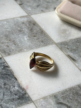 Load image into Gallery viewer, y2k Red Glass Gold Vermeil Ring Size 9.5
