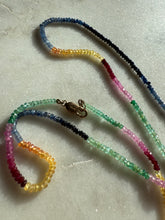 Load image into Gallery viewer, Multicolor Natural Sapphire Beaded Necklace w/ 14k Gold Clasp 22”
