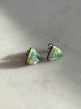 Load image into Gallery viewer, Opal Inlay Sterling Silver Triangle Earrings
