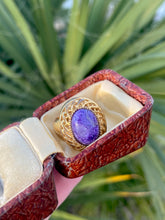 Load image into Gallery viewer, Chunky Purple Stone Gold Vermeil Ring
