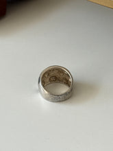 Load image into Gallery viewer, Black Enamel Checkerboard Sterling Silver Ring Size 6.25
