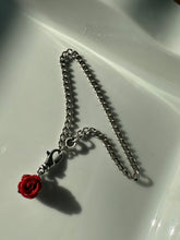 Load image into Gallery viewer, Red Rose Sterling Silver Bracelet 6.5”
