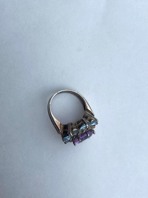 Chunky Sterling Silver Flower Ring Size 10