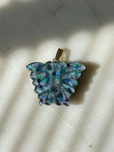 Load image into Gallery viewer, Mosaic Opal 14k Gold Carved Butterfly Pendant

