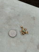 Load image into Gallery viewer, Solid 14k Yellow Gold Emerald Diamond Frog Pendant
