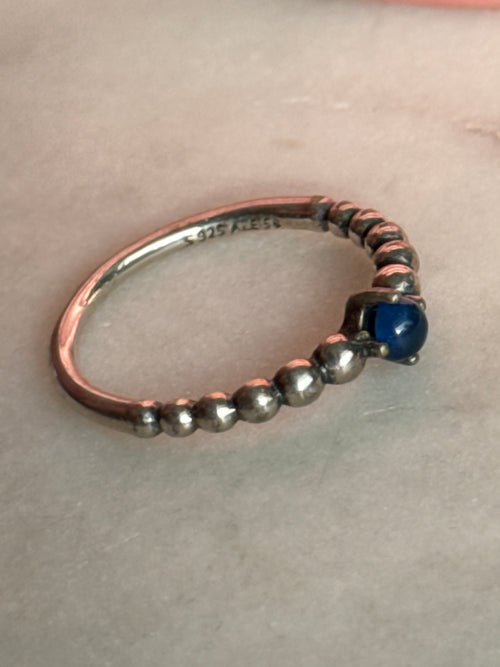 Blue Cabochon Sterling Ring Size 8
