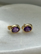 Load image into Gallery viewer, Vintage Amethyst 14k Gold Push Back Earrings

