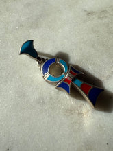 Load image into Gallery viewer, Turquoise Lapis Coral Sterling Silver Egyptian Ankh Pendant
