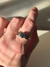 Load image into Gallery viewer, Blue Sapphire Sterling Silver &amp; 14k Gold Ring Size 9
