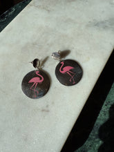 Load image into Gallery viewer, Vintage Pink Enamel Flamingo Sterling Silver Earrings
