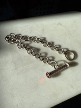 Load image into Gallery viewer, Cabochon Toggle Clasp Sterling Silver Cable Link Bracelet 8”
