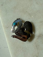 Load image into Gallery viewer, Vintage Enamel Eye Sterling Silver Bird Brooch

