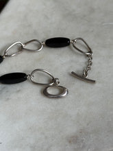 Load image into Gallery viewer, Black Onyx Sterling Silver Toggle Clasp Bracelet 7”
