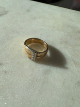 Load image into Gallery viewer, Vintage Two-Toned Solid 14k Gold Diamond Buckle Ring Size 5
