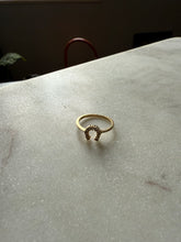 Load image into Gallery viewer, Diamond 14k Yellow Gold Dainty Horseshoe Ring Size 5.75
