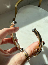 Load image into Gallery viewer, Italian Two-Tone Sterling Silver Gold Vermeil Hinged Bangle Bracelet

