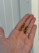 Load image into Gallery viewer, Solid 18k Gold Diamond &amp; Blue Sapphire Omega Back Earrings

