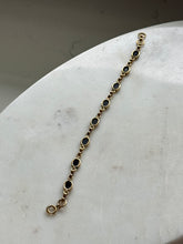 Load image into Gallery viewer, Midcentury Black Onyx Gold Fill Bracelet 7.5”
