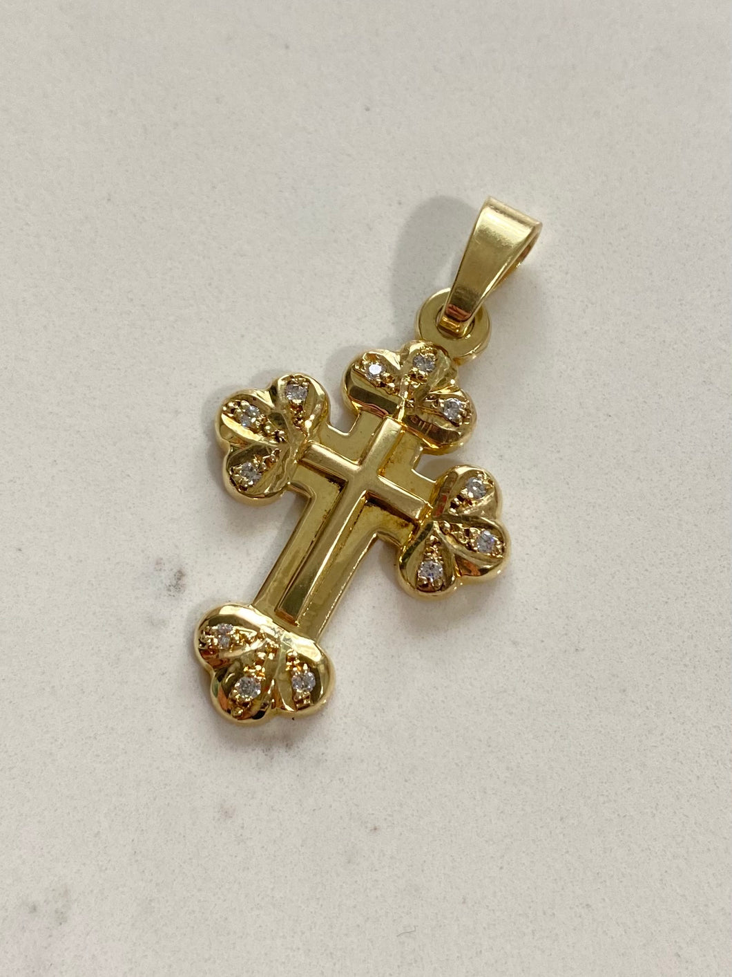 Vintage 14k Yellow Gold Natural Diamond Cross Pendant