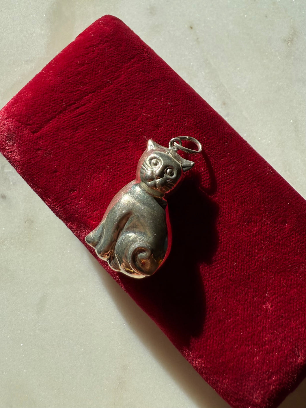 Cat Sterling Silver 3D Puffy Pendant