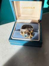 Load image into Gallery viewer, Vintage Blue Topaz Sterling Silver &amp; Brass Ring Size 8
