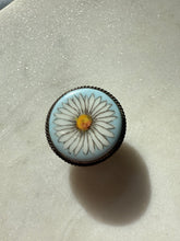Load image into Gallery viewer, Vintage Painted Porcelain Daisy Sterling Silver Concho
