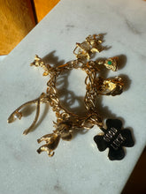 Load image into Gallery viewer, Good Luck Chunky Gold Plated Charm Bracelet 6”
