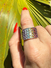 Load image into Gallery viewer, Rainbow Multistone Sterling Silver Ring Size 8.5

