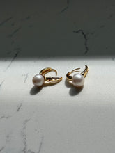 Load image into Gallery viewer, Gold Vermeil Pearl Clicker Hoops
